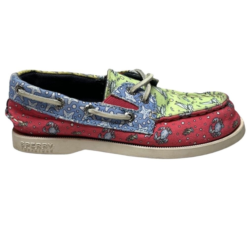 Sperry x Vineyard Vines Boat Shoes Boys Multi Heritage Patchwork Slip On Sz 10M
